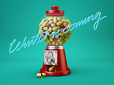 Winter is coming 3d c4d illustration machine pills type