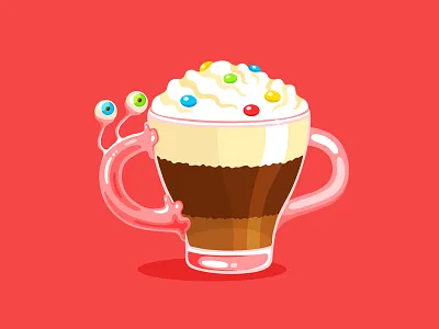 Drink Monster No6 candy character coaster coffee drink eyes glass illustration slimy vector