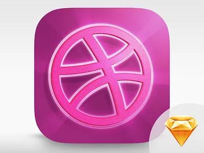 Dribble Icon [Sketch File incl.] 3d download dribbble glow icon pink project sketch