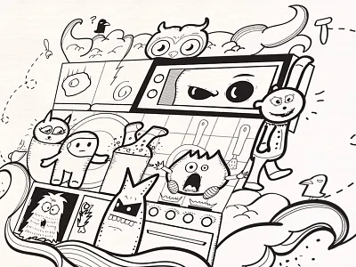 Doodle Concept art doodle drawing illustration line monsters pen