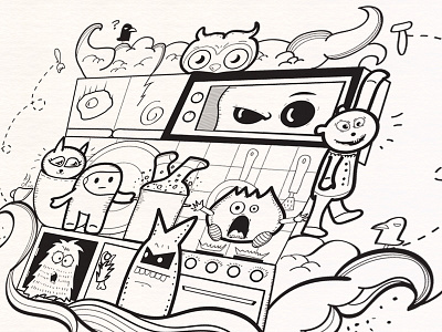 Doodle Concept art doodle drawing illustration line monsters pen