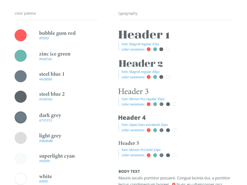 Web style guide by Balazs Szarka on Dribbble