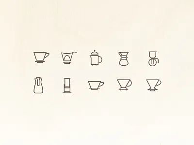 Brew Device Icons coffee flat icons ios line vector