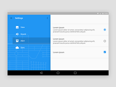 Settings android app material design navigation car