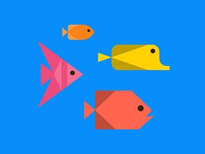 Tropical Fish aquarium aquatic bright colors fins fish geometric illustration ocean sea life shape tropical fish water