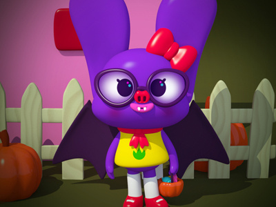 Bat girl 3d bat character drawlloween illustration personaje