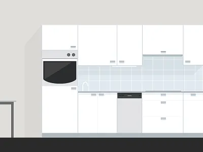 My kitchen apartment blue flat gray kitchen studio table tiles white