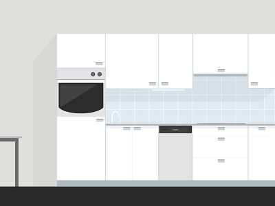 My kitchen apartment blue flat gray kitchen studio table tiles white