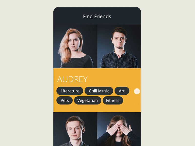Find Friends - Interaction android animation best feed gif interface list material design mobile portrait user ux