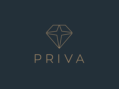 Priva Diamond Logo Design 1 By The Logo Smith branding design diamond gold identity logo portfolio sans serif