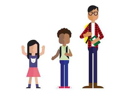 Kiddos animation character education flat illustration school student vector