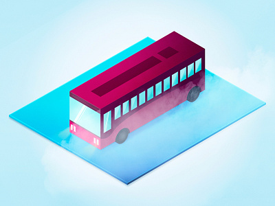 Isometric Bus blue bus fargo fog illustration isometric photoshop