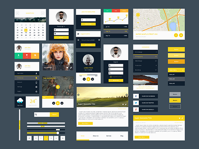 Freebie - Modern Flat PSD Ui Kit flat free freebie kit modern psd set ui ui kit uix user interface web