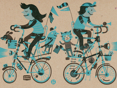 Scout Books bikes book characters design illustration little friends of printmaking offset