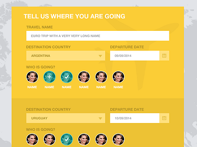 Trip planning Form country selector plane travel trip planning ui ux