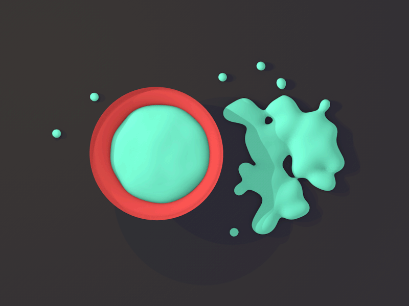 Vom goo. 3d c4d cyan dynamics flat goo liquid sticky vomit x particles