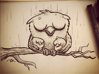 Owlsintherain 4web characterdesign illustration inktober owl