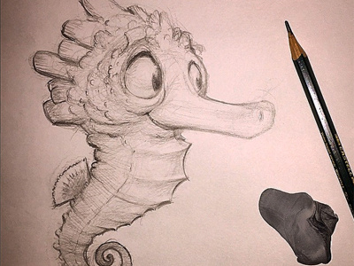 Seahorse 4web characterdesign characterillustration childrensillustration cute seahorse sketch