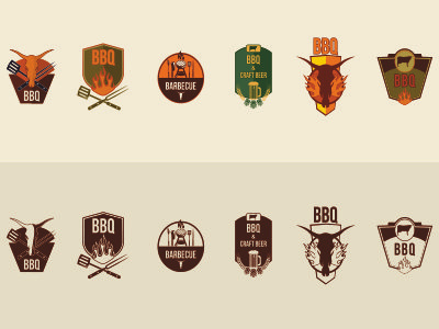 BBQ_Badges animal badge barbecue bbq beer company cow craft crafthouse decorative emblem fire