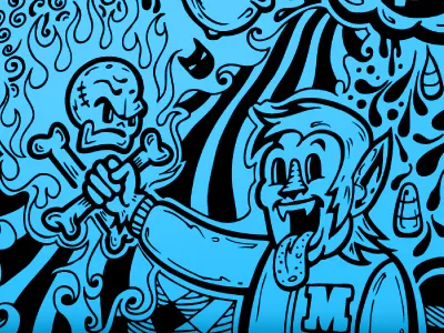 Trickoween 3 black blue bones candy doodle halloween ink jolly roger skull teen wolf vector werewolf