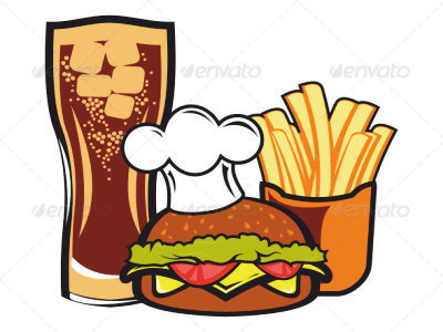 Fast Food Illustracion bread burger chips coca cola delicious dinner drink eating emblem fast fast food