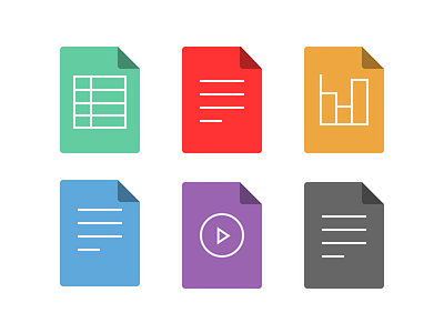 File Type Icons iconography pdf presentation spreadsheet text video