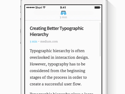 Short - Article Progress Animation animation app article gif ios 8 iphone list mockup progress bar reading list time