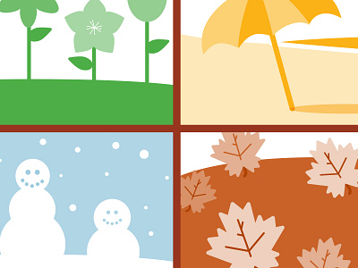 Season illos beach flowers illustration leaves seasons snow