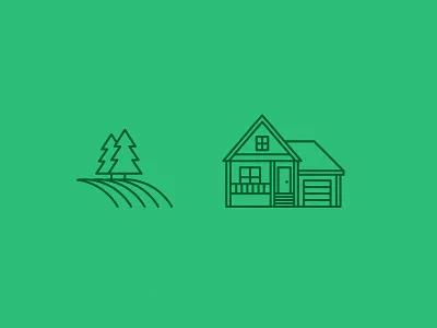 Custom Icons 02 creative direction custom design farm field house icons illustration tree