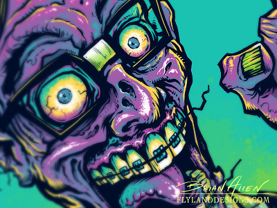 Nerd Zombie T Shirt brains brainy brian allen freelance illustration funny glasses hipster nerd t shirt zombie zombies