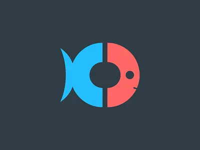 Herefish fish illustration logo magnet outline