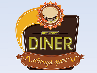 Diner Sign design food illustration logo sign