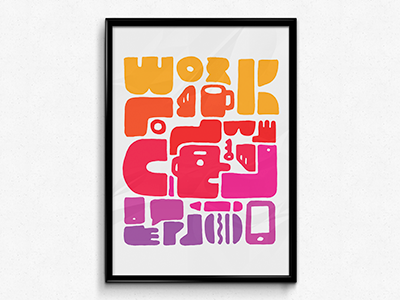 Work drawing gradient hand drawn illustration print work