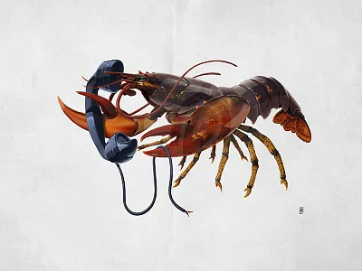 Calling Salvador blue brown crustacean dali lobster phone red salvador sea shell talking telephone
