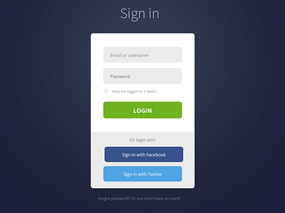 Sign in form WIP blue backgroud button crm facebook freedcamp green login sign in sign up todo twitter