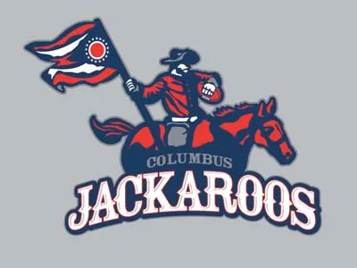 Columbus Jackaroos Logo america aussie australian football charge columbus cowboy football horse logo rugby