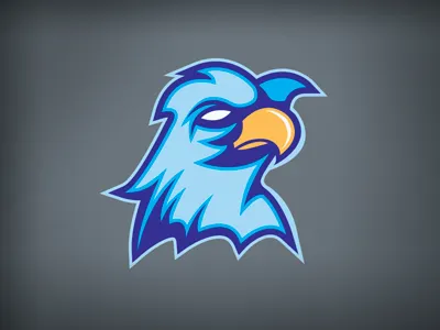 Rockford RiverHawks Logo baseball bird blue feathers hawk minor leagues tough