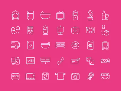 35 Hotel Icons bed clock fun home hotel house icon icons lines room travel vacantion