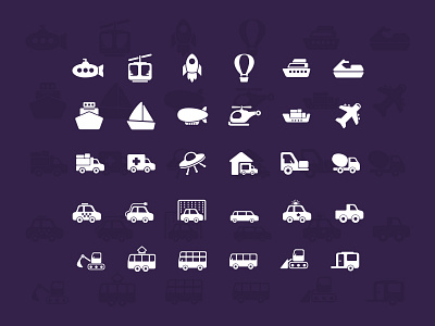 30 Transport Icons boat car cars icon icons plane police rocket submarine transport travel ufo