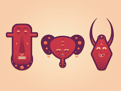 Masks expression illustration mask red