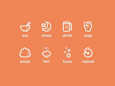 Daily Habits design graphic design icons illustration orange rounded soft