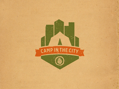 Camp in the City Logo badge camp city cityscape illustration logo stamp tent