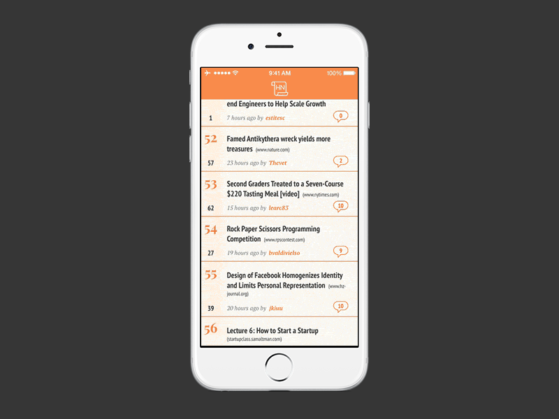 Newscroller - an autoscrolling Hacker News reader autoscroll iphone mobile reader