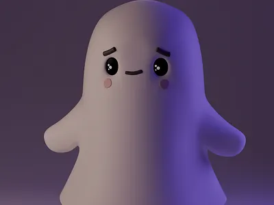 Cute Ghost 3d blender character halloween horror illustration stylized