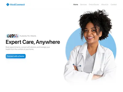 Healthcare Hero Section check in clean doctor health health tracking healthcare hopsital medical care medical website medicine online online medicine patient web web design website