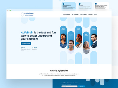 AgileBrain – Assessment tool homepage hero screen home page landing page ui web design