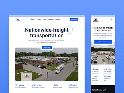 Home page design for a logistic company website. branding corporate website hero section home page logistics ux design video section web design