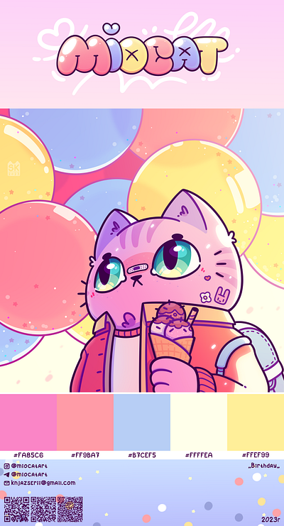 Birthday art cartoon cat cute design digital art digital illustration graphic design illustration kawaii style