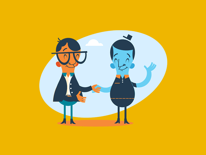 Interaction animation congratulations friendly hand shake happy joy partners retro shaking hands vintage