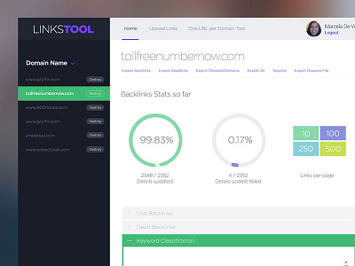 Link tool Dashboard dashbaord flat tally ui ux web account